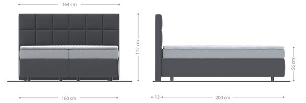 DELIFE Boxspring posteľ Dream-Fine 160×200 cm mikrovlákno sivá s matracom a topperom