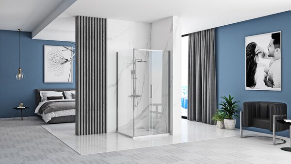 Sprchový kút REA RAPID SLIDE 100/dvere x 80/zástena cm, chróm/transparent - bez vaničky