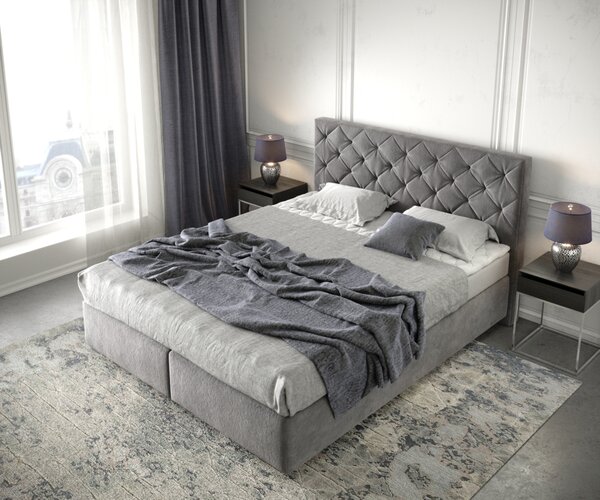 DELIFE Boxspring posteľ Dream-Great 160x200 cm mikrovlákno taupe s matracom a topperom