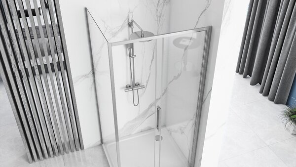 Sprchový kút REA RAPID SLIDE 100/dvere x 80/zástena cm, chróm/transparent - bez vaničky