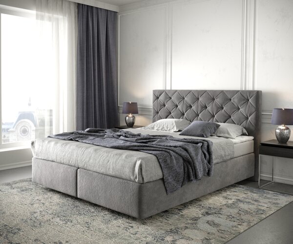 DELIFE Boxspring posteľ Dream-Great 160x200 cm mikrovlákno taupe s matracom a topperom