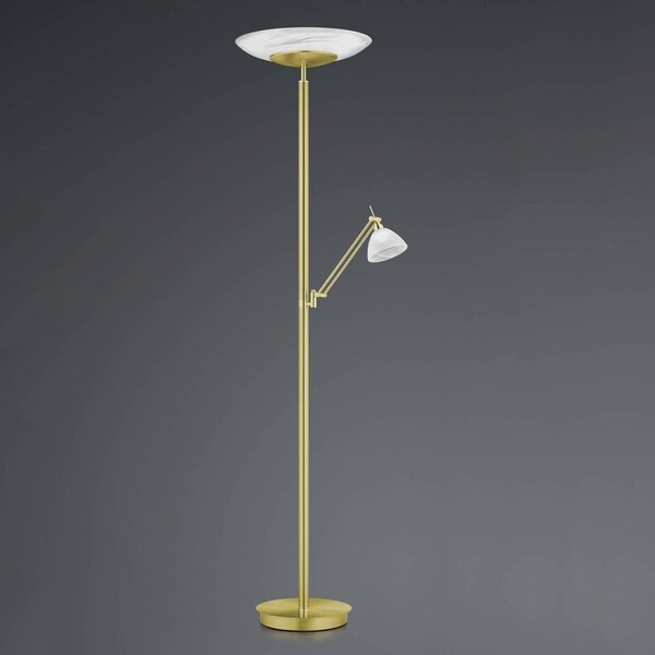 LED stojacia lampa Findus, 2 svetlá, mosadz, Mosadz / zlato, Obývacia izba / jedáleň, kov, Moderný, Zemné bodové svetlo