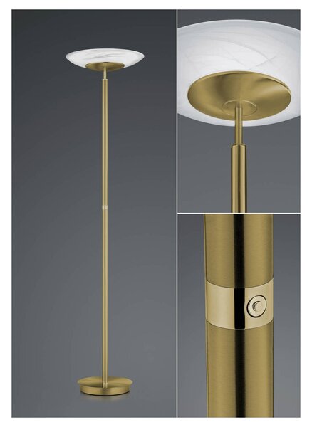 Stojacia LED lampa Findus 1-pl., starožitná mosadz, Hnedá / staromosadz, Obývacia izba / jedáleň, kov, Moderný, Zemné bodové svetlo