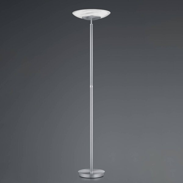 Stojacia LED lampa Findus, 1-plameňová, nikel, Hliník / sivá / zinok, Obývacia izba / jedáleň, kov, Moderný, Zemné bodové svetlo