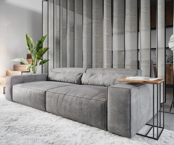 DELIFE Veľká pohovka Sirpio XL 270x130 cm mikrovlákno taupe s taburetom
