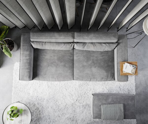 DELIFE Veľká pohovka Sirpio XL 270x130 cm mikrovlákno taupe s taburetom