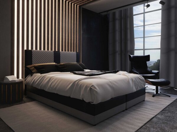 Moderná boxpringová posteľ PIERROT 180x200, šedá + čierna