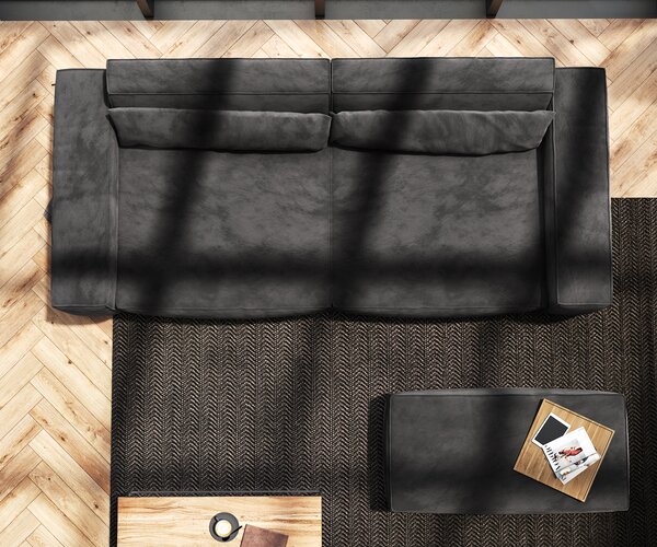 DELIFE Veľká pohovka Sirpio XL 270x130 cm mikrovlákno čierna s taburetom