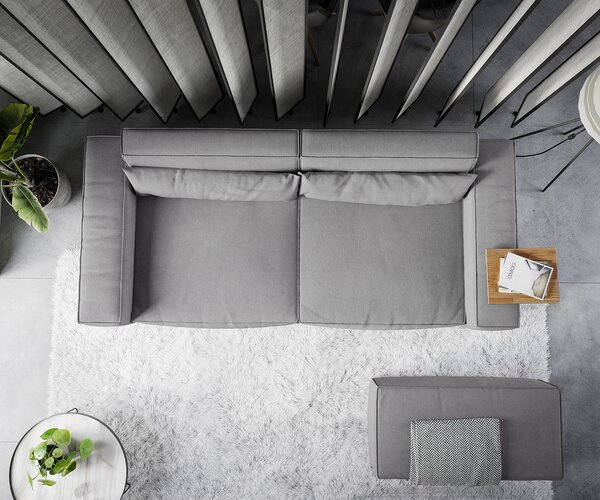 DELIFE Veľká pohovka Sirpio XL 270x130 cm mikrovlákno sivá s taburetom