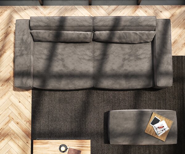 DELIFE Veľká pohovka Sirpio XL 270x130 cm mikrovlákno khaki-hnedá s taburetom