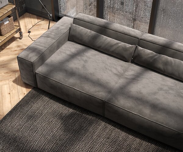 DELIFE Veľká pohovka Sirpio XL 270x130 cm mikrovlákno khaki-hnedá s taburetom