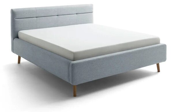 Sivomodrá čalúnená dvojlôžková posteľ s úložným priestorom s roštom 180x200 cm Lotte – Meise Möbel