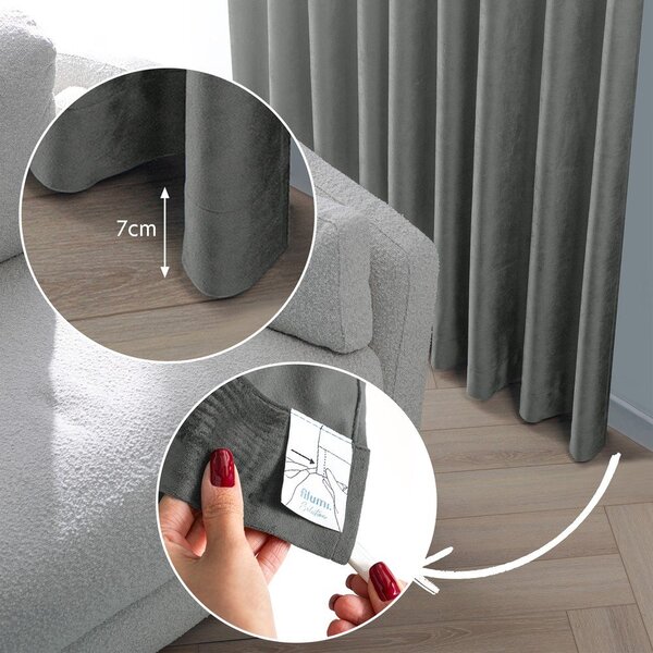 Tmavosivý zamatový dimout záves 200x250 cm Velto – Filumi