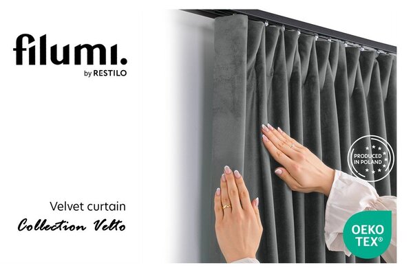 Tmavosivý zamatový dimout záves 200x250 cm Velto – Filumi