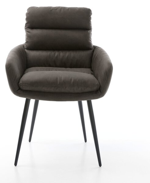 DELIFE Jedálenská stolička Abelia-Flex s opierkami mikrovlákno antracitová vintage 4-nohá zúžená čierna