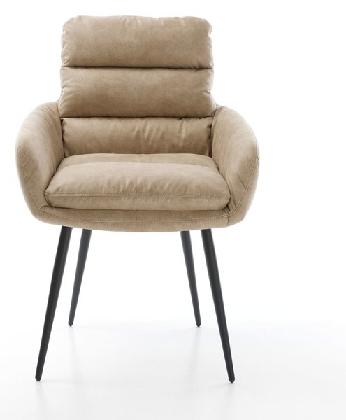 DELIFE Jedálenská stolička Abelia-Flex s opierkami mikrovlákno béžová vintage 4-nohá zúžená čierna