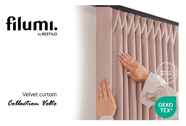 Svetloružový zamatový dimout záves 140x175 cm Velto – Filumi