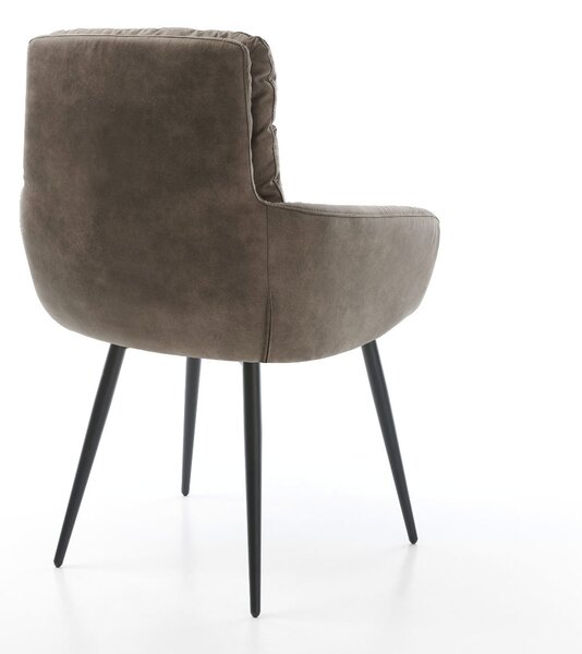 DELIFE Jedálenská stolička Abelia-Flex s opierkami mikrovlákno taupe vintage 4-nohá zúžená čierna