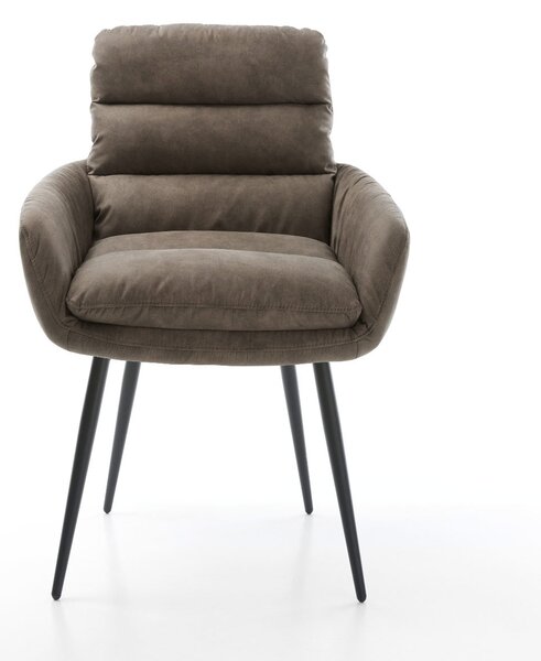 DELIFE Jedálenská stolička Abelia-Flex s opierkami mikrovlákno taupe vintage 4-nohá zúžená čierna