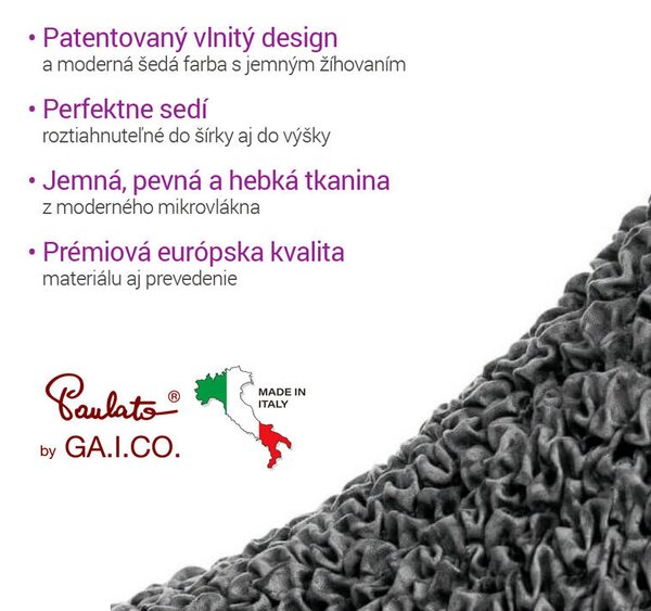 Bielastické poťahy VITTORIA šedá sedačka s otomanom vpravo (š. 170 - 300 cm)