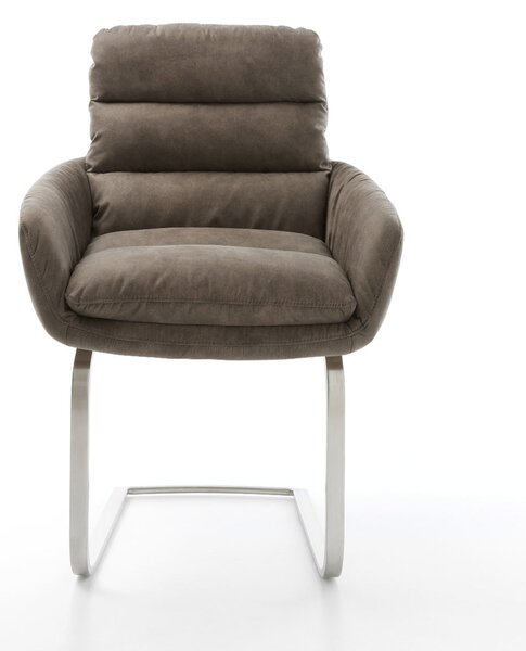 DELIFE Jedálenská stolička Abelia-Flex s opierkami mikrovlákno taupe vintage jedálenská stolička plochý nerezová oceľ