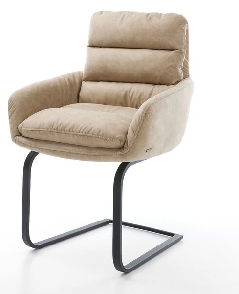 DELIFE Jedálenská stolička Abelia-Flex s opierkami mikrovlákno béžová vintage jedálenská stolička plochá čierna
