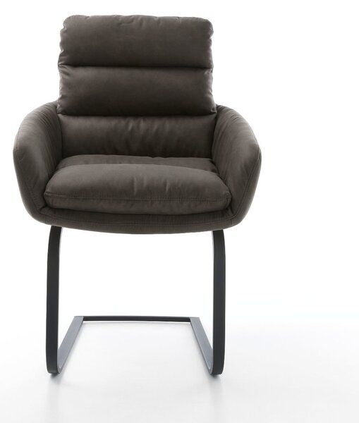 DELIFE Jedálenská stolička Abelia-Flex s opierkami mikrovlákno antracit vintage jedálenská stolička plochá čierna