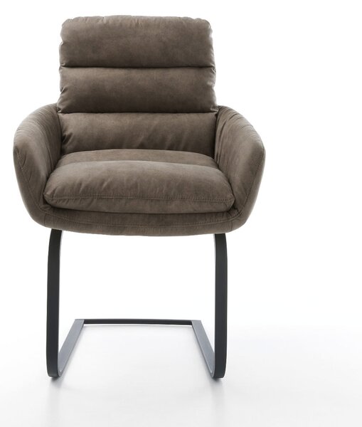 DELIFE Jedálenská stolička Abelia-Flex s opierkami mikrovlákno taupe vintage jedálenská stolička plochá čierna