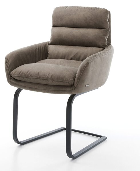 DELIFE Jedálenská stolička Abelia-Flex s opierkami mikrovlákno taupe vintage jedálenská stolička plochá čierna