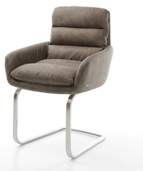 DELIFE Jedálenská stolička Abelia-Flex s opierkami mikrovlákno taupe vintage jedálenská stolička plochý nerezová oceľ