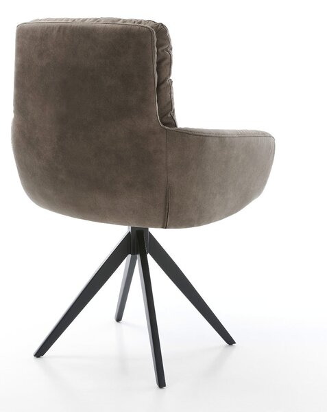 DELIFE Jedálenská stolička Abelia-Flex s opierkami mikrovlákno taupe vintage krížová podstava hranatá čierna