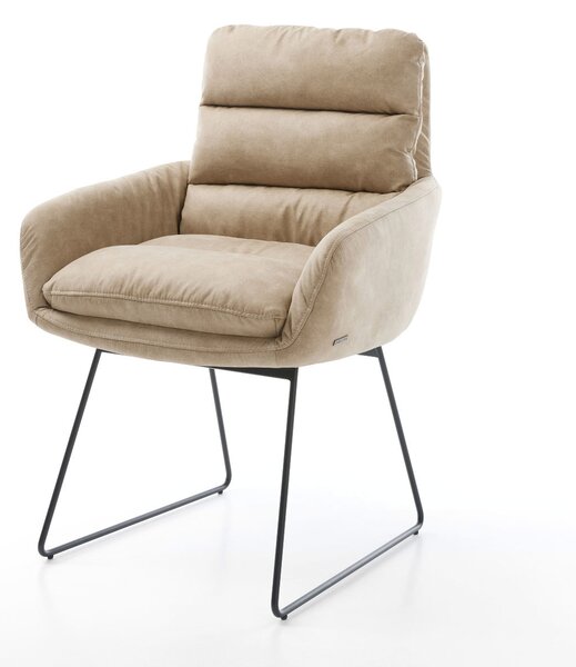 DELIFE Jedálenská stolička Abelia-Flex s opierkami mikrovlákno béžová vintage tenká podstava čierna