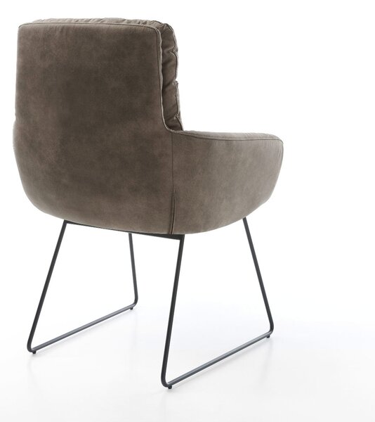 DELIFE Jedálenská stolička Abelia-Flex s opierkami mikrovlákno taupe vintage tenká podstava čierna