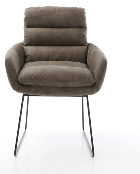 DELIFE Jedálenská stolička Abelia-Flex s opierkami mikrovlákno taupe vintage tenká podstava čierna