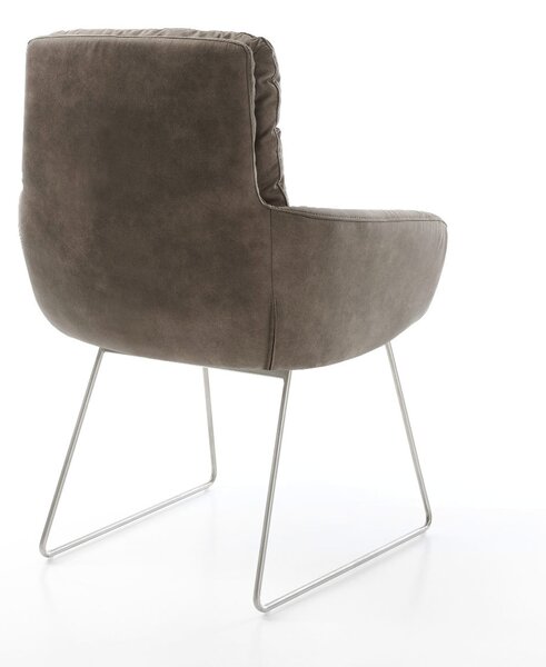 DELIFE Jedálenská stolička Abelia-Flex s opierkami mikrovlákno taupe vintage tenká podstava nerezová oceľ