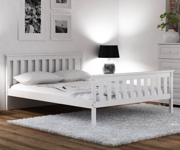 AMI nábytok Biela drevená borovica posteľ Naxter 140x200