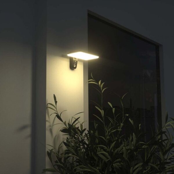 LED solárne nástenné svietidlo so senzorom LED/15W/3,2V 4000K/6000K IP65 čierne