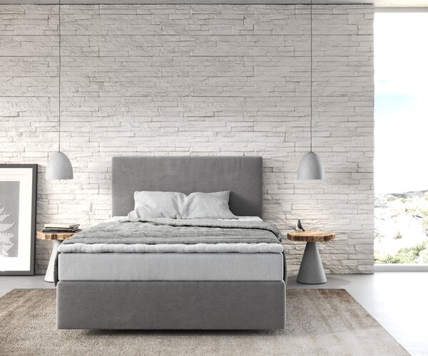 DELIFE Boxspring posteľ Dream-Well 120x200 cm mikrovlákno sivá s matracom a topperom