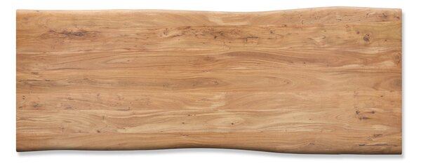 DELIFE Jedálenský stôl Edge 260x100 cm akácia prírodná nerezová oceľ strieborná skosený Live-Edge