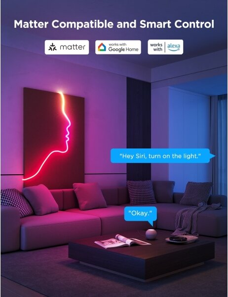 Govee - Neon 2 MATTER ohybný LED pásik 5m RGBIC Wi-Fi IP67