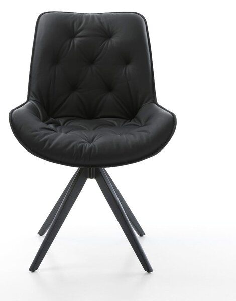 DELIFE Jedálenská stolička Taimi-Flex pravá koža čierna krížová podstava hranatá čierna