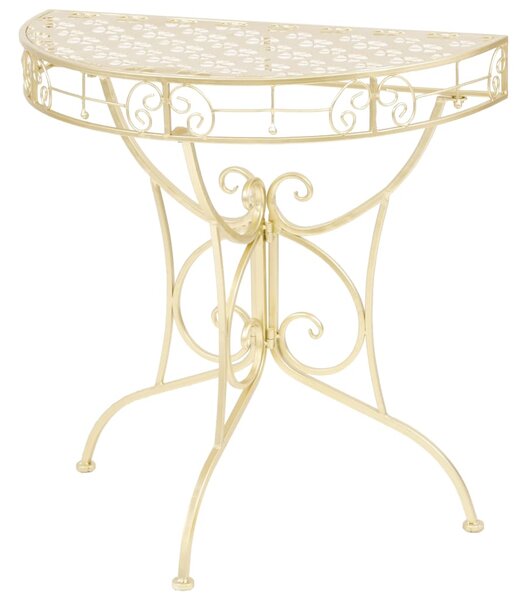 Polkruhový kovový bočný stolík vintage štýl 72x36x74 cm zlatý