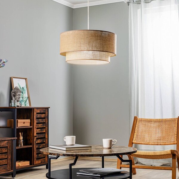 Závesné svietidlo Boho, hnedé, Ø 45 cm, textil, Hnedá / hrdzavá, Obývacia izba / jedáleň, Textil / látka / hodváb, Vidiecky / Rustikálny, Závesné svietidlo