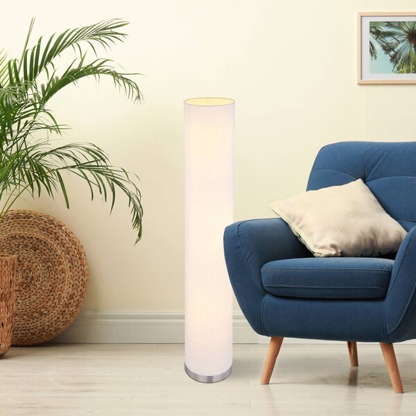 Globo Stojaca lampa Ava textilné tienidlo piesková farba, Krémová / jantárovo žltá, Obývacia izba / jedáleň, Textil / látka / hodváb, Moderný, Stojaca lampa