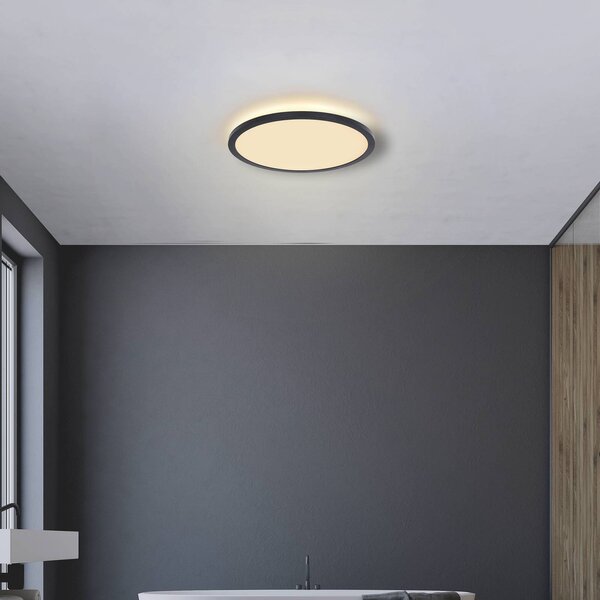Stropné LED Sapana, čierna, okrúhle, stmievateľné, Čierna, Obývacia izba / jedáleň, Plast, Závesné svietidlo