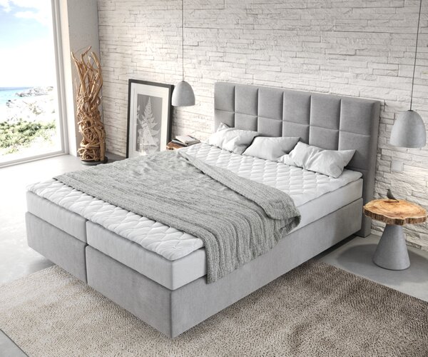DELIFE Boxspring posteľ Dream-Fine 160×200 cm mikrovlákno sivá s matracom a topperom