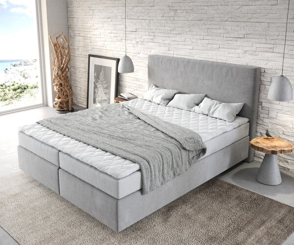 DELIFE Boxspring posteľ Dream-Well 160×200 cm mikrovlákno sivá s matracom a topperom