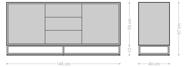 DELIFE Komoda Famke 145 cm mango teak 2 dvierka 3 zásuvky