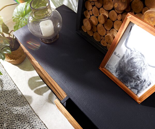 DELIFE Komoda Famke 145 cm mango teak 2 dvierka 3 zásuvky
