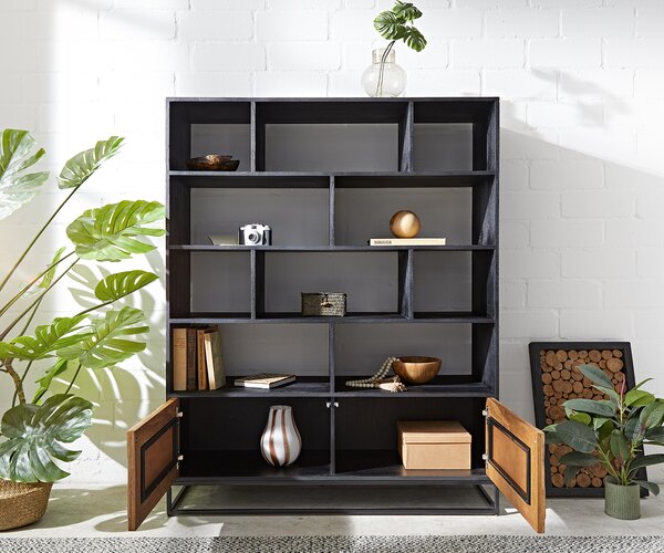 DELIFE Skriňa Famke 120 cm mango teak 10 priehradiek 2 dvierka